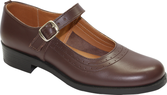 Toughees Pearl Barover School Shoes - Brown