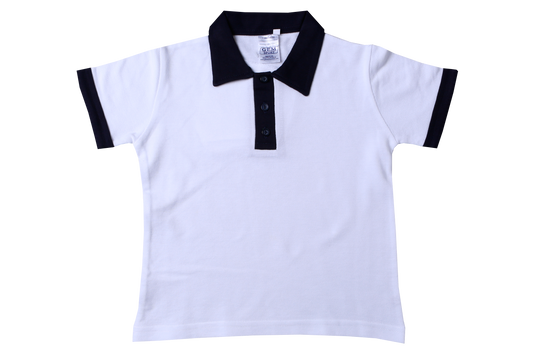 Golf Shirt Plain - White/Navy