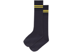 Boys 3/4 Striped Long Socks - Kloof Senior Navy/Yellow 