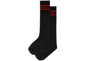 Boys 3/4 Striped Long Socks - Convent Blk/Red 