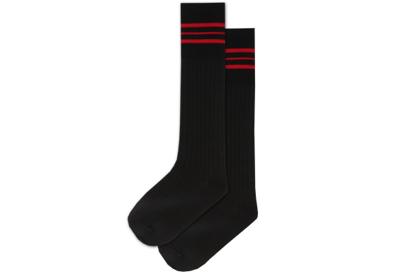 Boys 3/4 Striped Long Socks - Convent Blk/Red