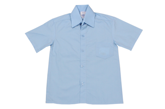 Shortsleeve Raised Collar Shirt - Blue