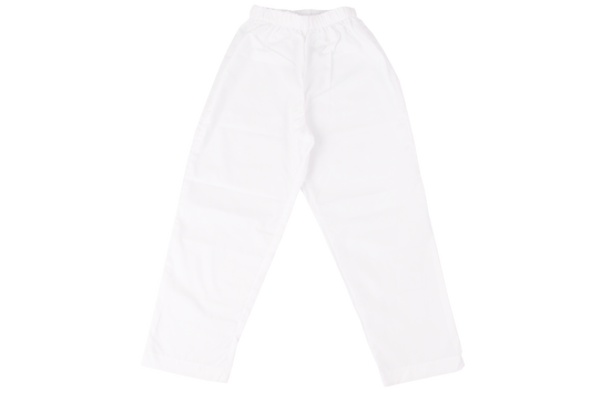 Elasticated Plain Pants - White poly cotton