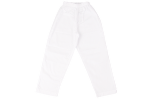 Elasticated Plain Pants - White poly cotton 