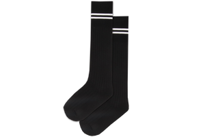 Boys 3/4 Striped Long Socks - Clifton Black/White 