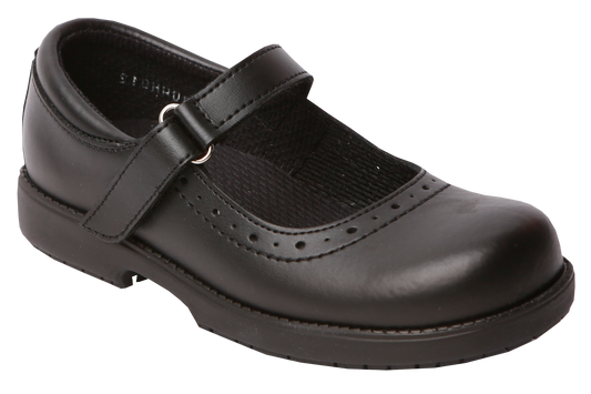Greencross Velcro Girls School Shoes - Black