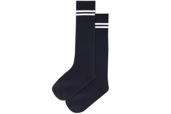 Boys 3/4 Striped Long Socks - Peaceville Navy/White