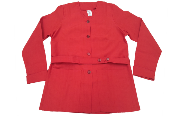 Red Collarless Church Blouse
