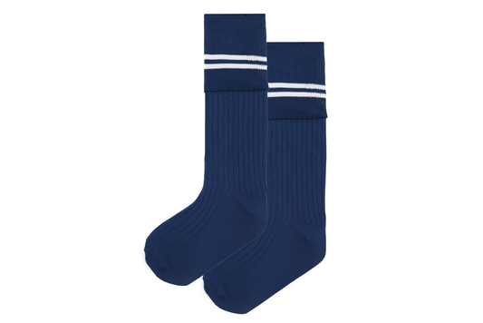 Boys 3/4 Striped Long Socks - Royal/White
