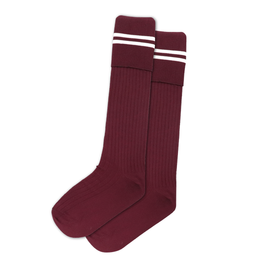 Boys 3/4 Striped Long Socks - Luthuli Maroon/White