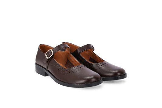 Toughees Pearl Barover School Shoes - Brown