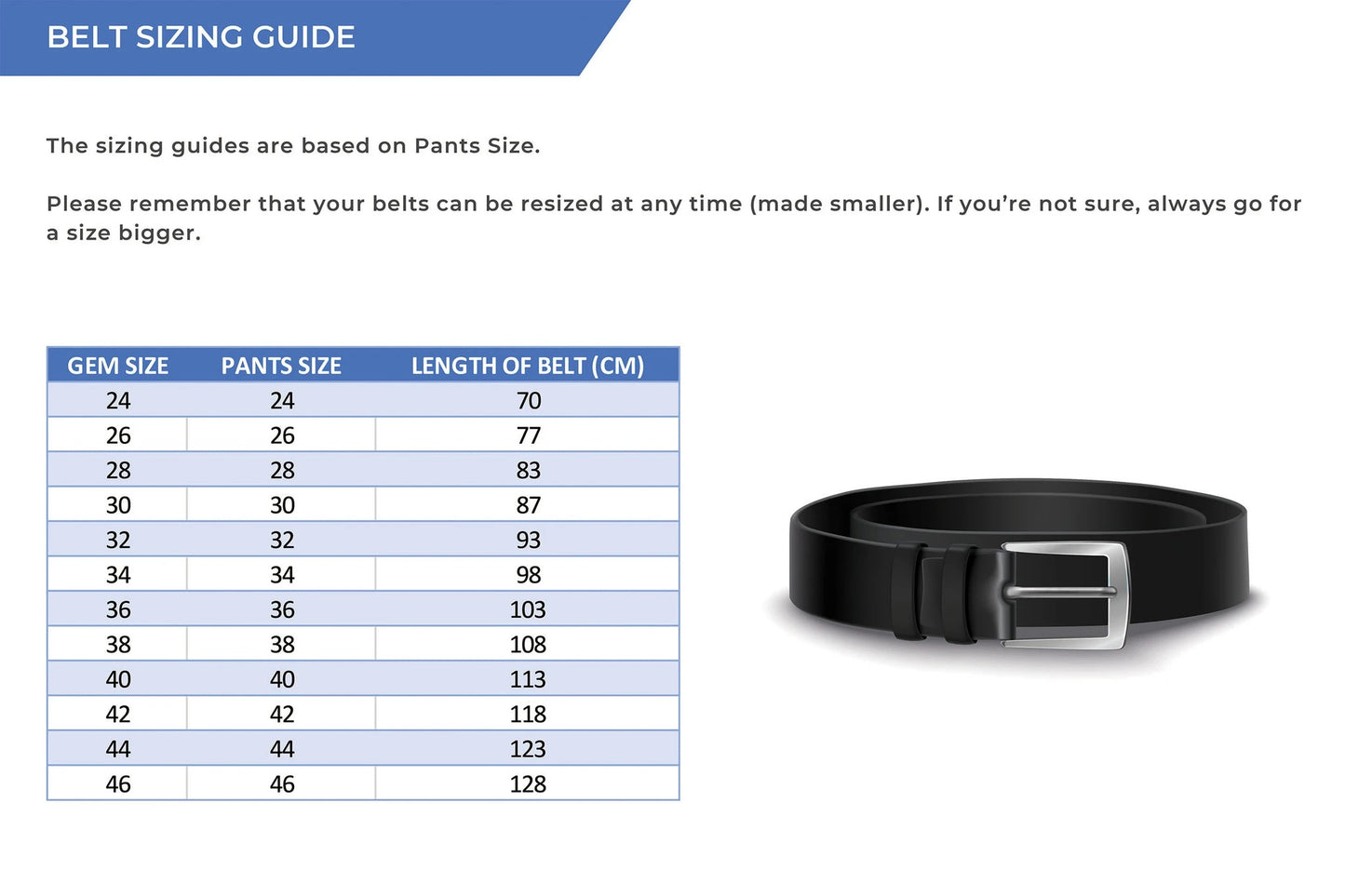 Leather Belt - Black - Genuine Leather