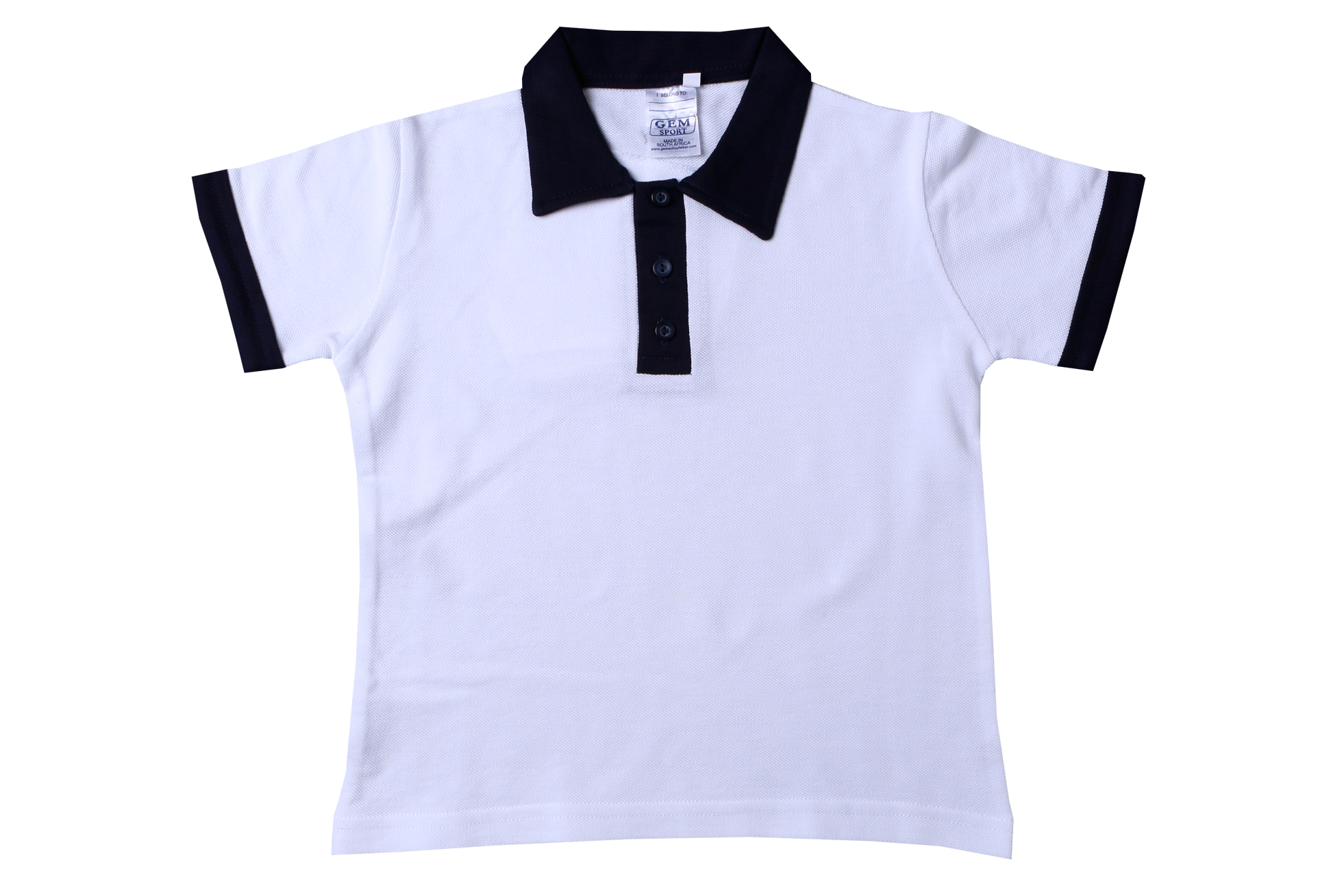 Golf Shirt Plain White/Navy