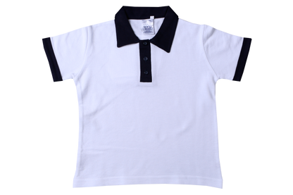 Golf Shirt Plain - White/Navy