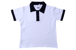 Golf Shirt Plain - White/Navy 
