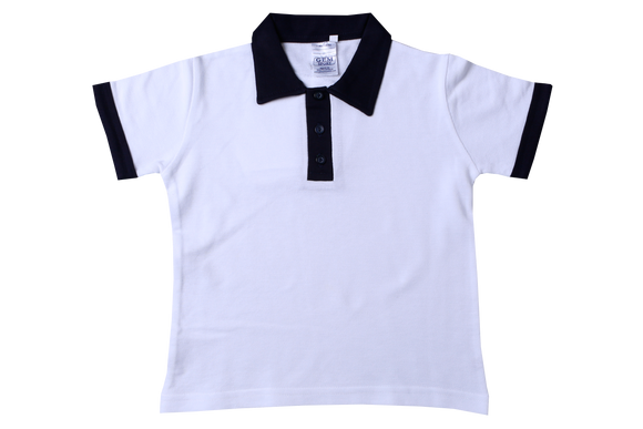 Golf Shirt Plain - White/Navy