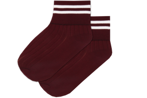 Girls Striped Anklets - Luthuli Maroon/White 