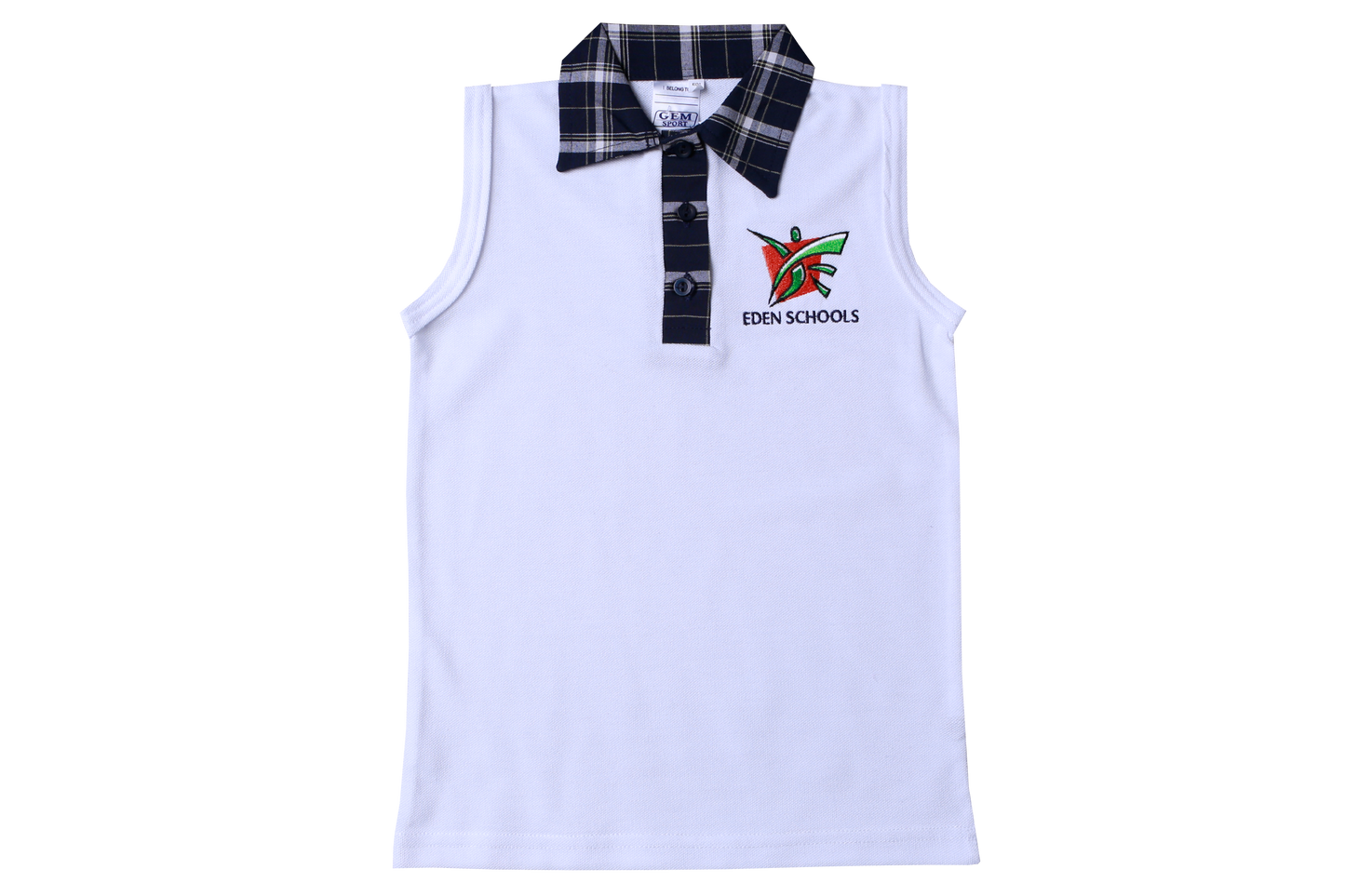 Golf Shirt White S/Less EMB - Eden Prep