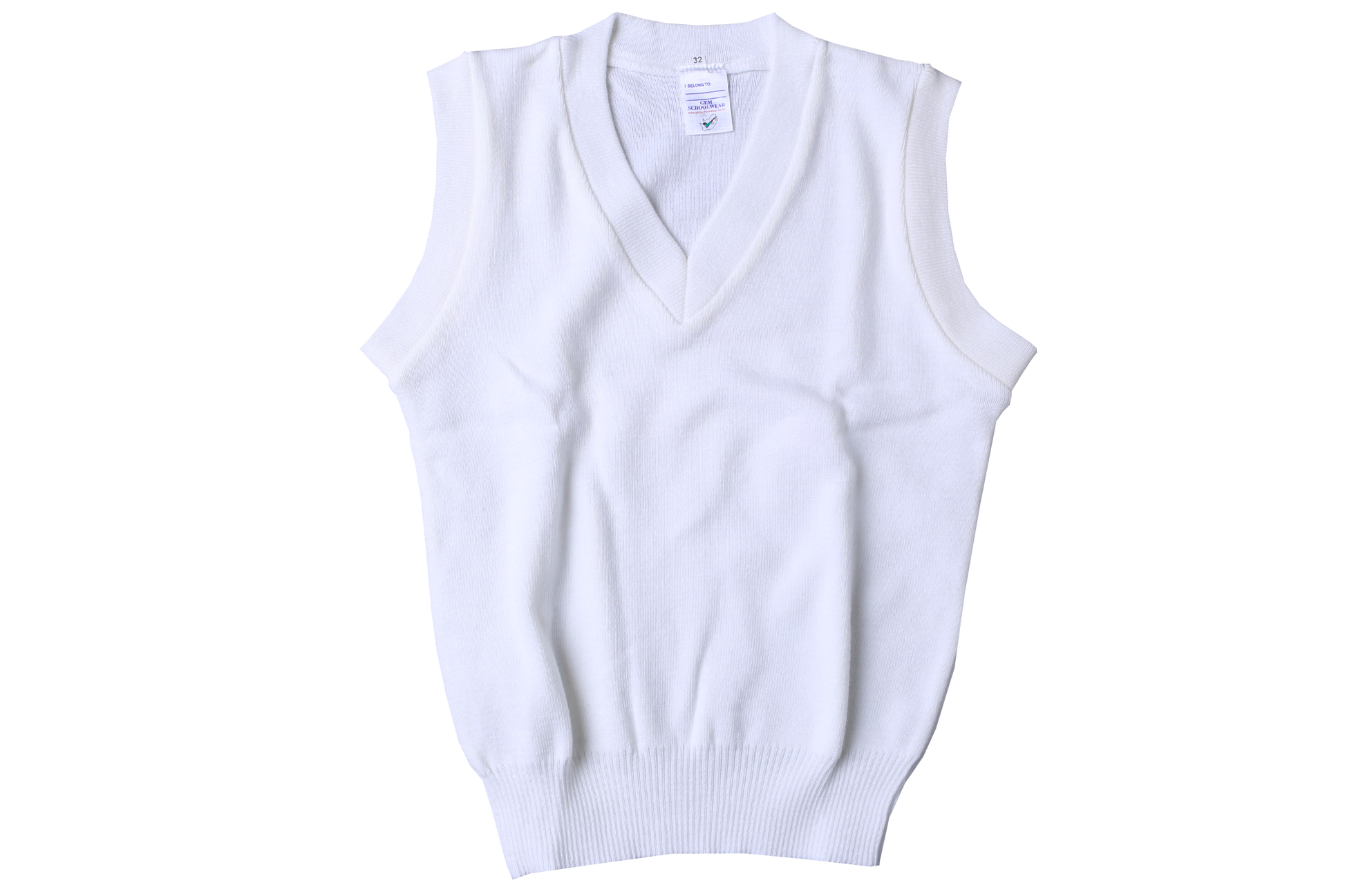 Sleeveless Pullover White – Gem Schoolwear - Main Image
