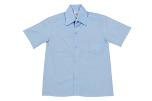 Shortsleeve Raised Collar Shirt - Blue 