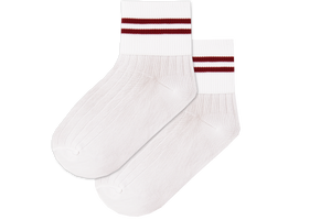 Girls Striped Anklets - Ekuthuleni Wht/Red 
