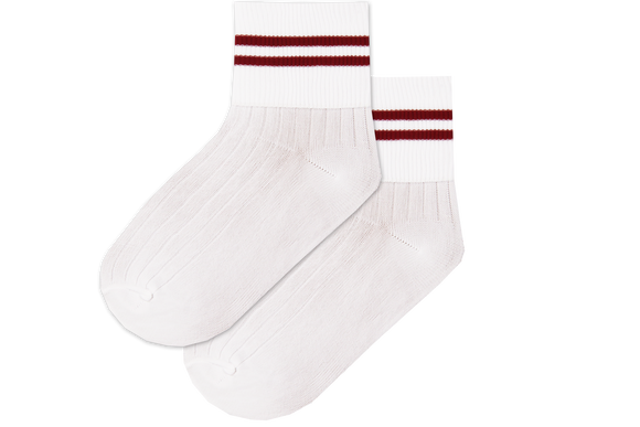 Girls Striped Anklets - Ekuthuleni Wht/Red