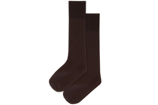 Boys 3/4 Plain Long Socks - Brown