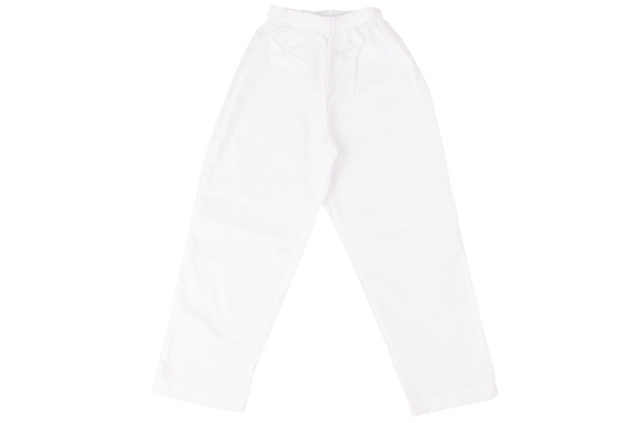 Elasticated Plain Pants - White poly cotton