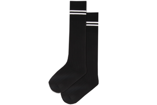 Boys 3/4 Striped Long Socks - Clifton Black/White