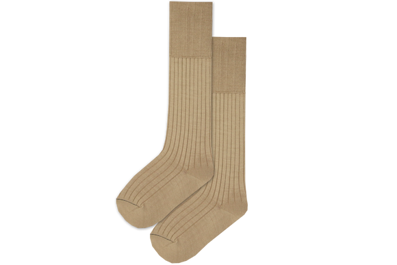 Boys 3/4 Plain Long Socks - Sand