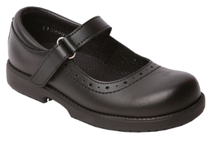 Greencross Velcro Girls School Shoes - Black 
