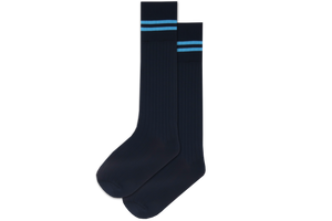 Boys 3/4 Striped Long Socks - Emb Navy/Sky 