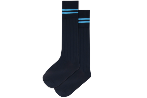 Boys 3/4 Striped Long Socks - Emb Navy/Sky