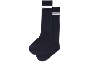 Boys 3/4 Striped Long Socks - Peaceville Navy/White 