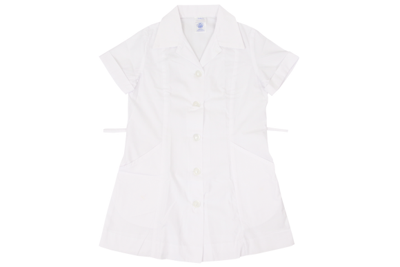 Plain Dress - White Poly Cotton