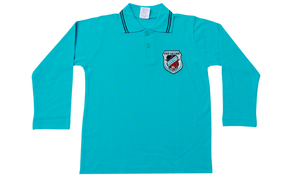 Golf Shirt Turq Long Sleeve EMB - Star High